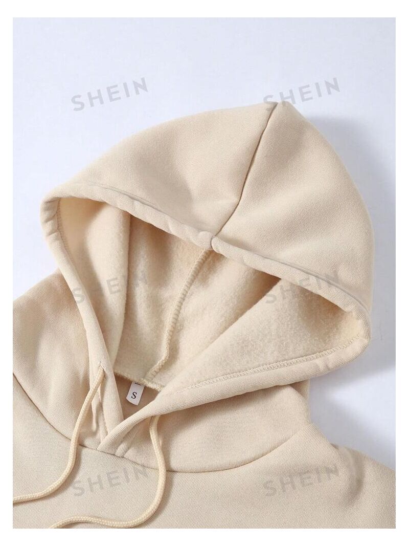 Худи SHEIN Essnce удлинённое, с кулиской, женское, свободный крой, полиэстер