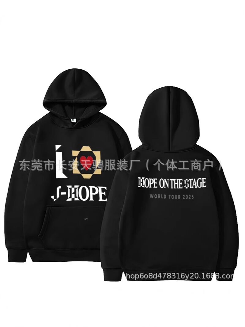 Мужское худи с начёсом j-hope HOPE ON THE STAGE, свободный крой, хлопок 85 %, 250–300 г/м², XS–XXXL