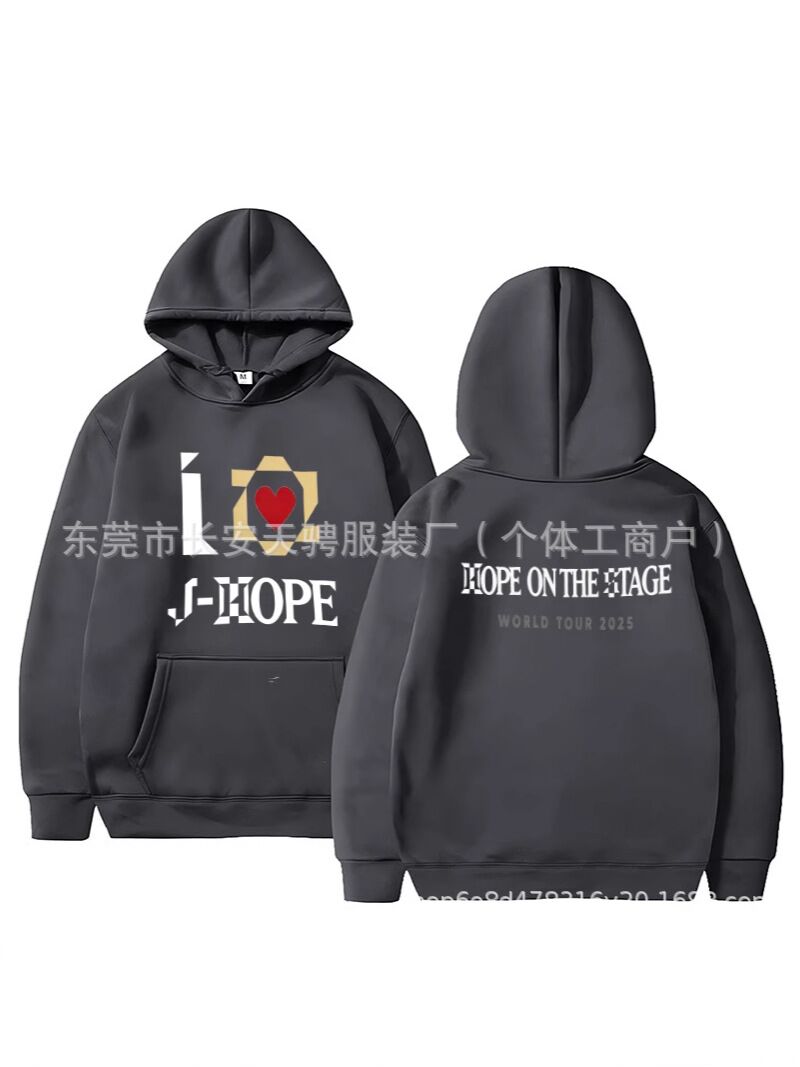 Мужское худи с начёсом j-hope HOPE ON THE STAGE, свободный крой, хлопок 85 %, 250–300 г/м², XS–XXXL