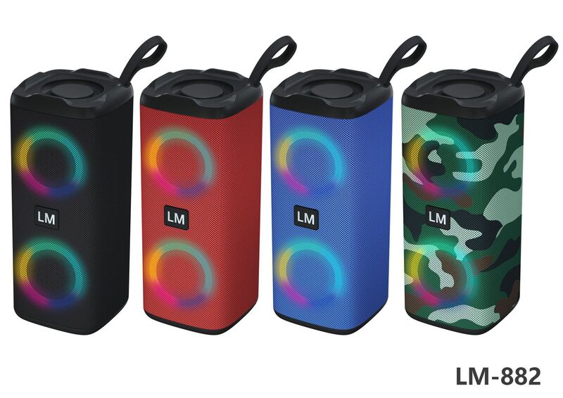 Портативная Bluetooth-колонка LM-882, тканевый корпус, LED-подсветка, слот карты