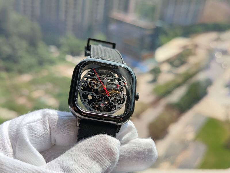 Мужские кварцевые часы Reef Tiger 9075 со стальным браслетом, деловой стиль