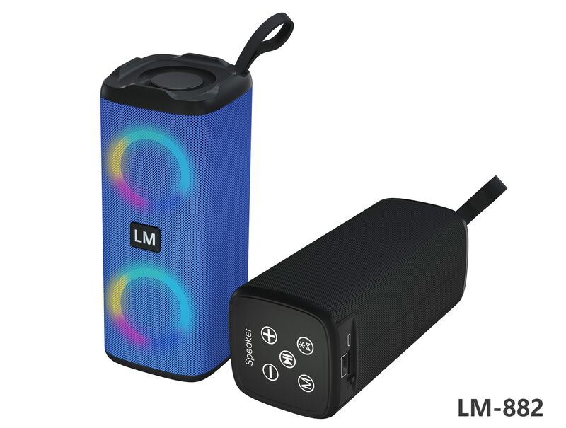 Портативная Bluetooth-колонка LM-882, тканевый корпус, LED-подсветка, слот карты