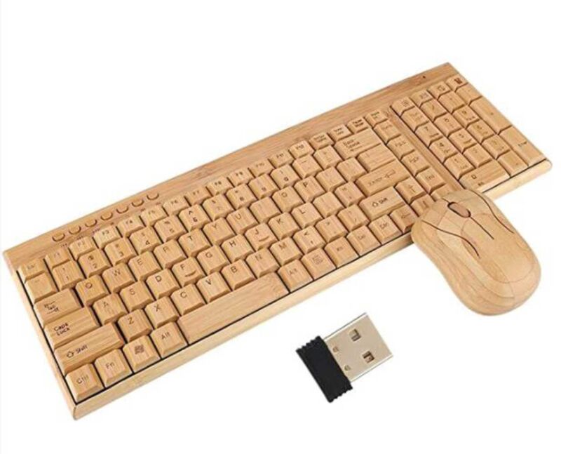 Беспроводной комплект клавиатура и мышь Chuangrui CR-065 из бамбука, Bluetooth, подсветка