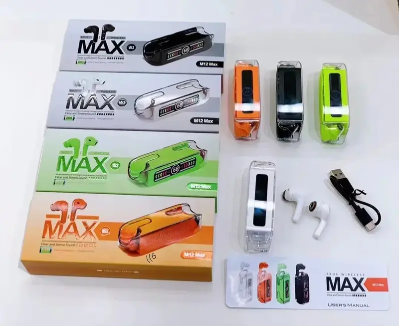 TWS-наушники MAX20 с цифровым дисплеем, прозрачный корпус, Bluetooth 5.3
