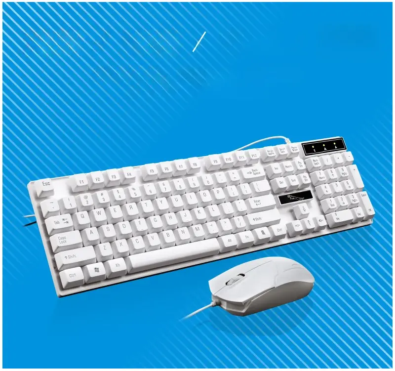 Проводной комплект клавиатура и мышь Zhuiguangbao Q17, USB, влагозащита, белый, для дома и офиса