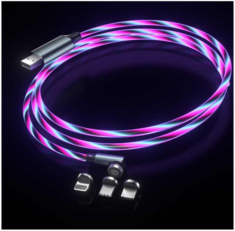 Магнитный кабель для зарядки 3 в 1 с LED-подсветкой и поворотом на 540°
