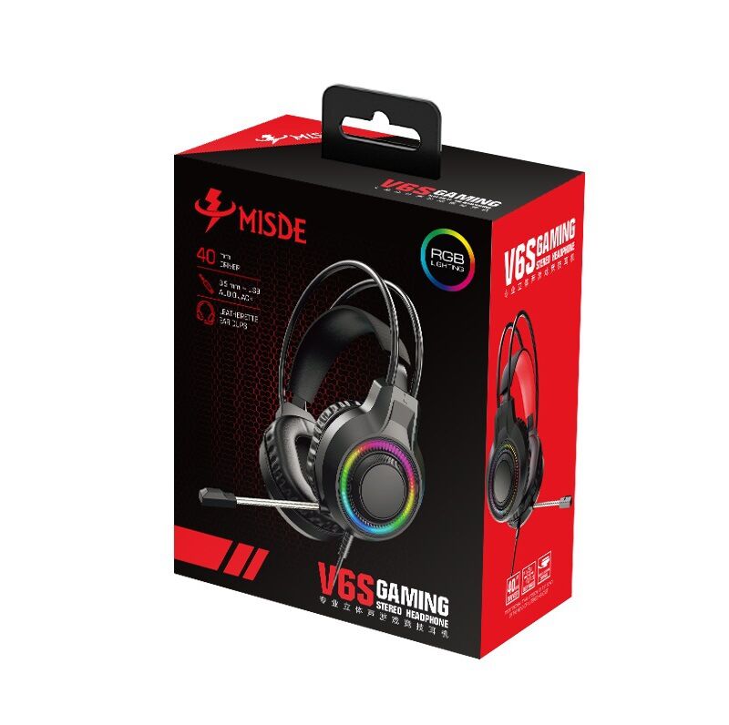 Проводные игровые наушники V6S с подсветкой, USB 7.1 / 3.5 мм, для ПК и ноутбука