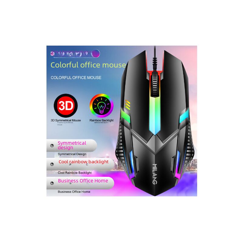 Комплект клавиатуры и мыши Milang T6 с RGB-подсветкой, проводной USB, механический отклик, 1000 dpi
