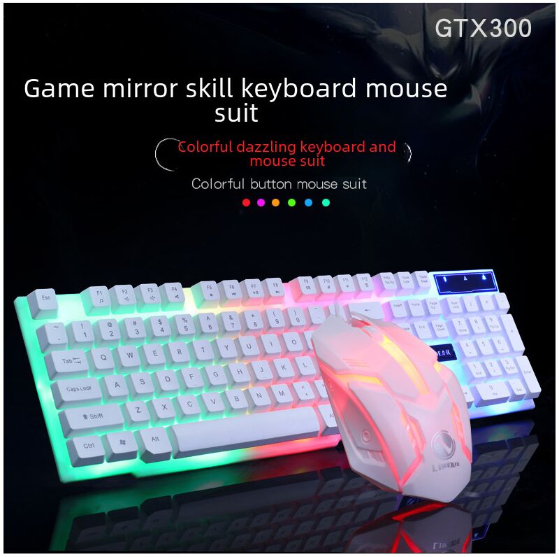 Игровой комплект клавиатура и мышь LIMEIDE GTX300, USB, подсветка, отклик как у механической, белый