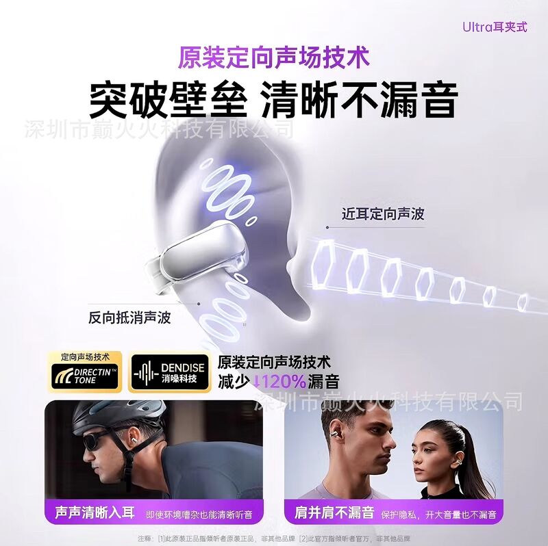 Bluetooth-наушники-клипсы Dianhuohuo V12 с костной проводимостью, Bluetooth 5.4