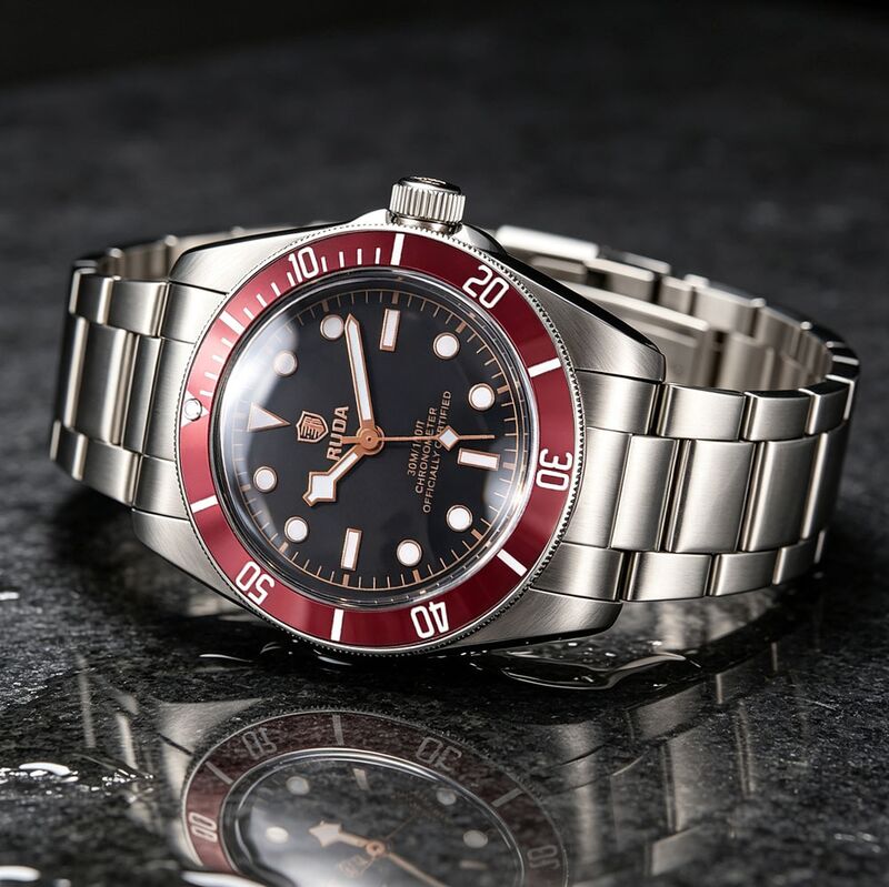 Мужские кварцевые часы RUDA R8605G, стальной браслет, календарь, люминесцентные стрелки, 30 м, 43 мм