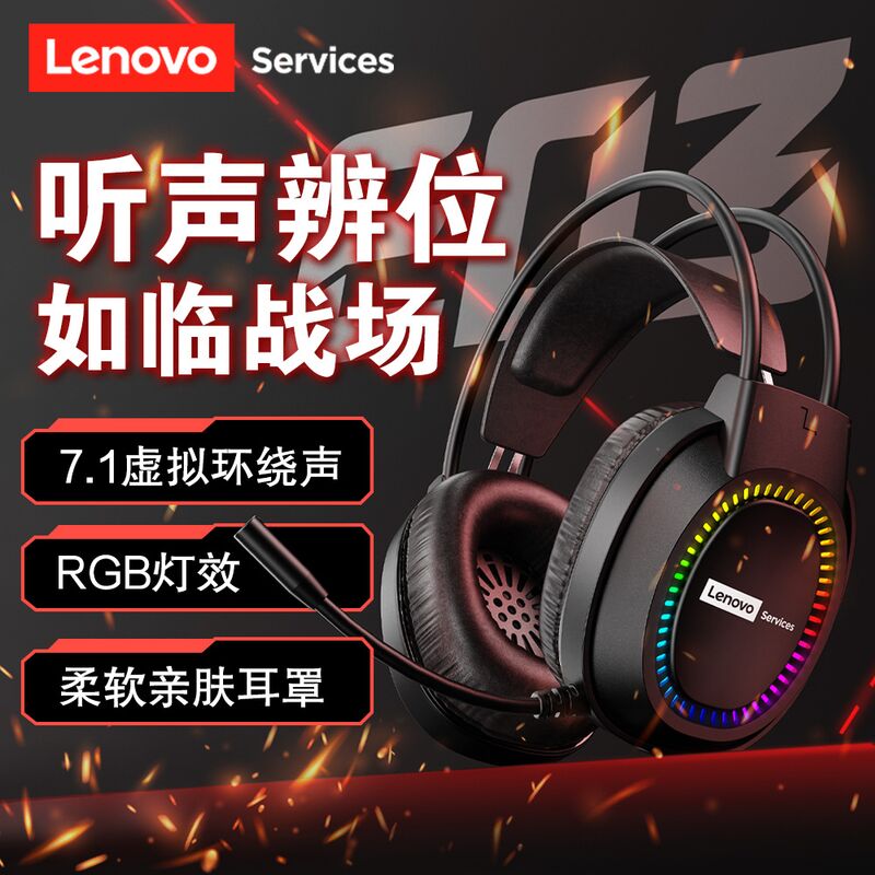 Проводная игровая гарнитура Lenovo E03 для ПК, USB/3,5 мм, для игр, офиса и учёбы