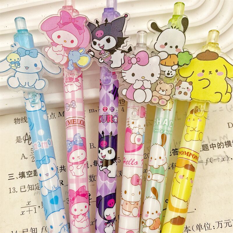 Гелевая ручка автоматическая с мультяшной накладкой Sanrio и др., пулевидный наконечник, 49 дизайнов