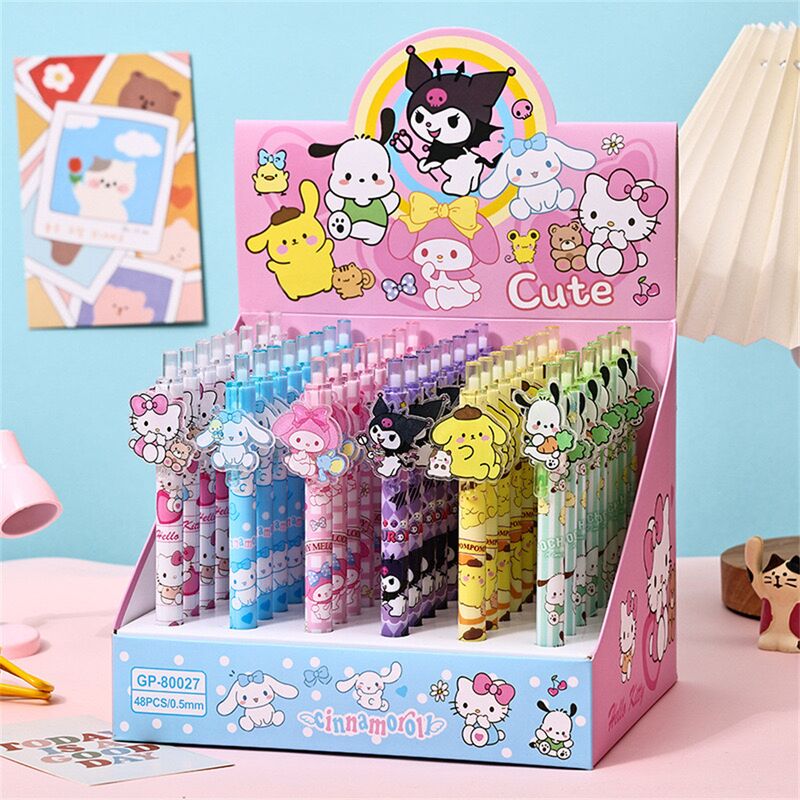 Гелевая ручка автоматическая с мультяшной накладкой Sanrio и др., пулевидный наконечник, 49 дизайнов