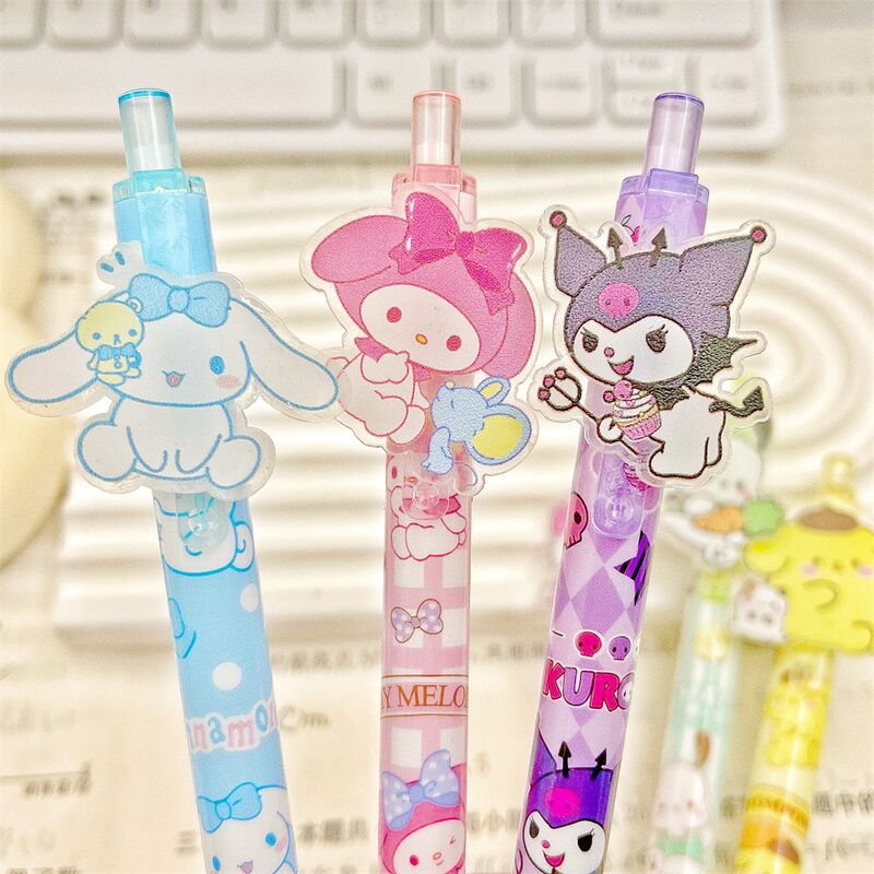 Гелевая ручка автоматическая с мультяшной накладкой Sanrio и др., пулевидный наконечник, 49 дизайнов