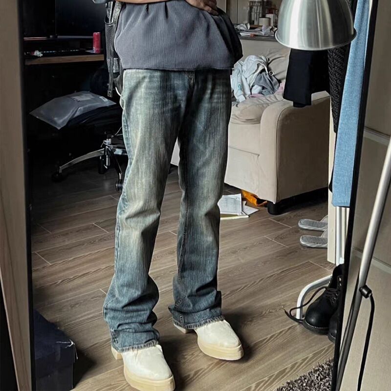 Джинсы bootcut Zuosidao слегка расклешённые, хлопок слаб, выцветшее окрашивание, высокая посадка