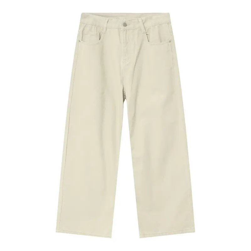 Джинсы EF Jeans прямые свободные, средняя посадка, однотонные, корейский стиль, абрикосовые