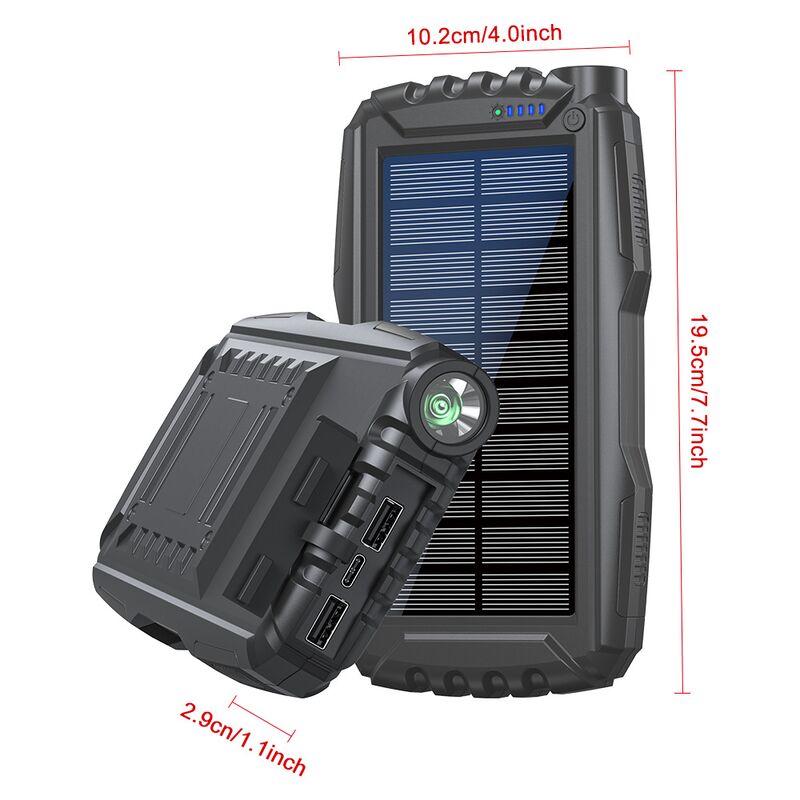 Солнечный внешний аккумулятор xionel 819 20000 мА·ч, защита IP55, фонарь, быстрая зарядка 22,5 Вт