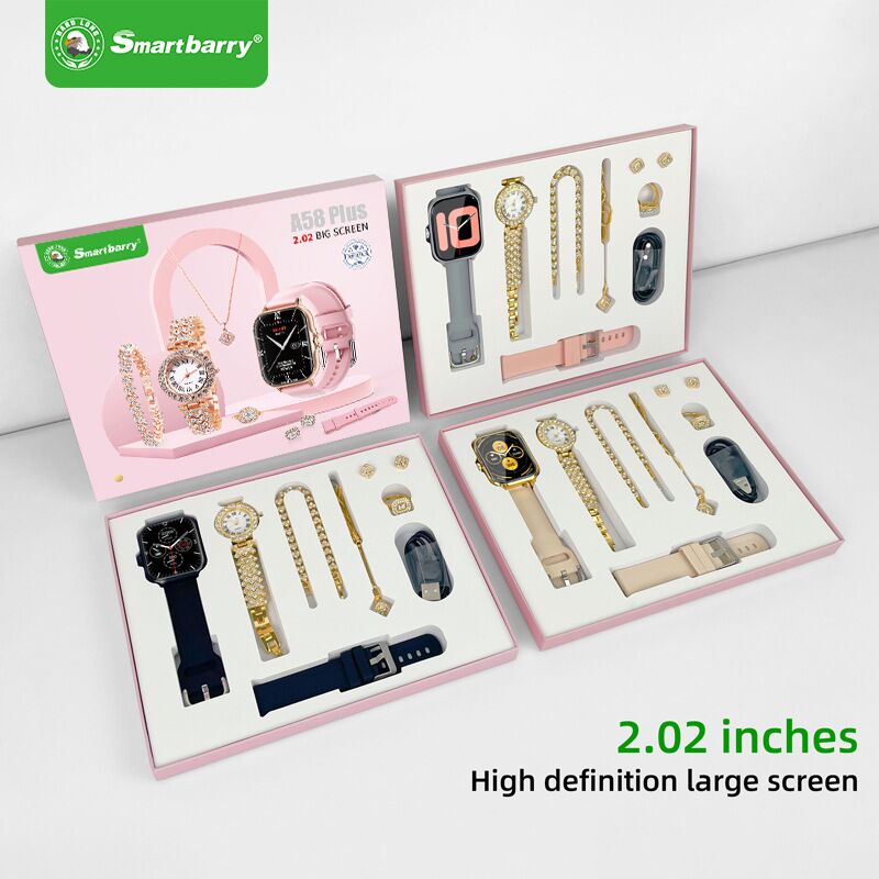 Женские смарт-часы Smartbarry A58 Plus в наборе с украшениями, звонки по Bluetooth, пульс, SpO2