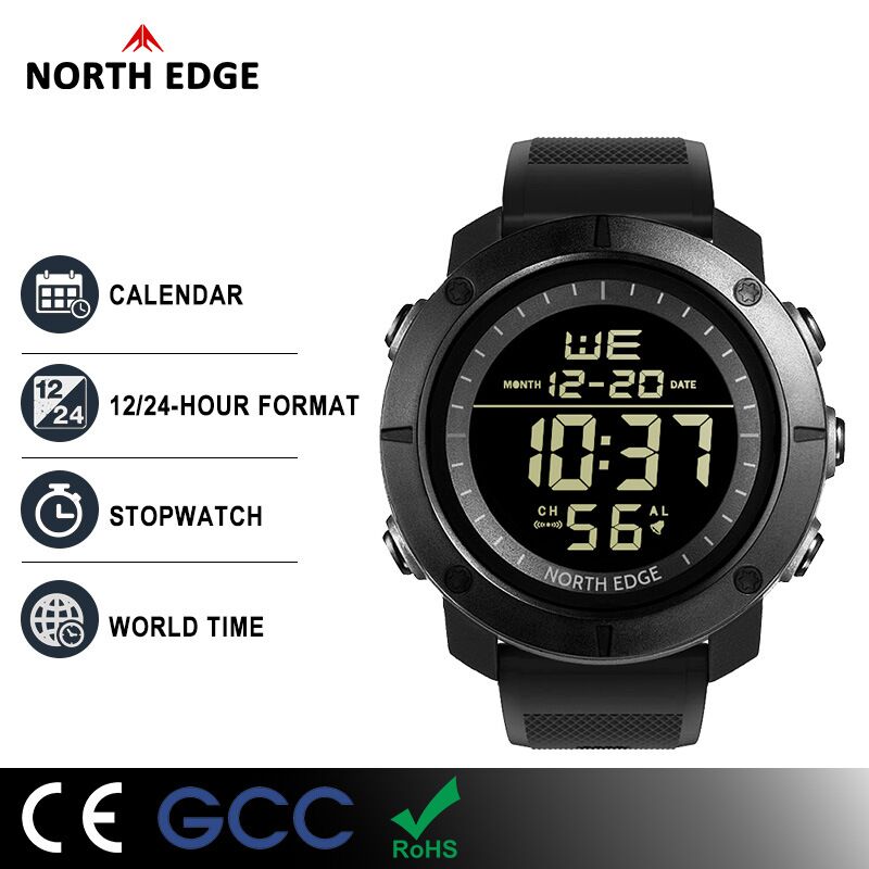 Часы наручные North Edge TANK электронные, водозащита 50 м, подсветка, будильник, секундомер, циферблат 50 мм