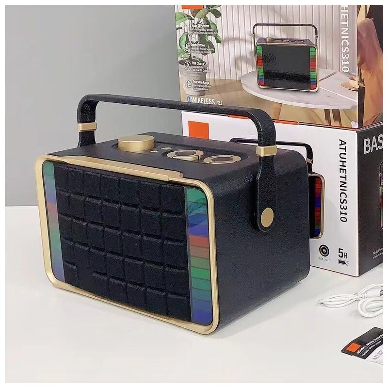 Портативная Bluetooth-колонка CS310 с ручкой, RGB-подсветка, 2 динамика, 40 Вт, слот для карты, усиленный бас
