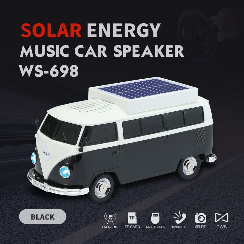 Bluetooth-колонка Wster WS-698 в форме автобуса, 5 Вт, солнечная зарядка, FM-радио, TWS, слот microSD