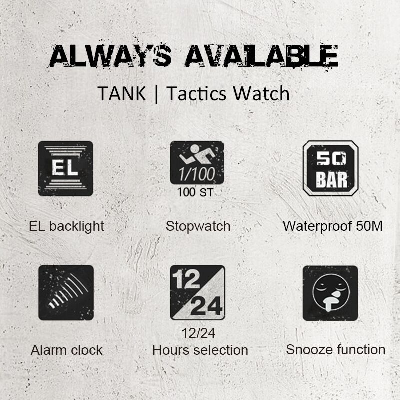 Часы наручные North Edge TANK электронные, водозащита 50 м, подсветка, будильник, секундомер, циферблат 50 мм