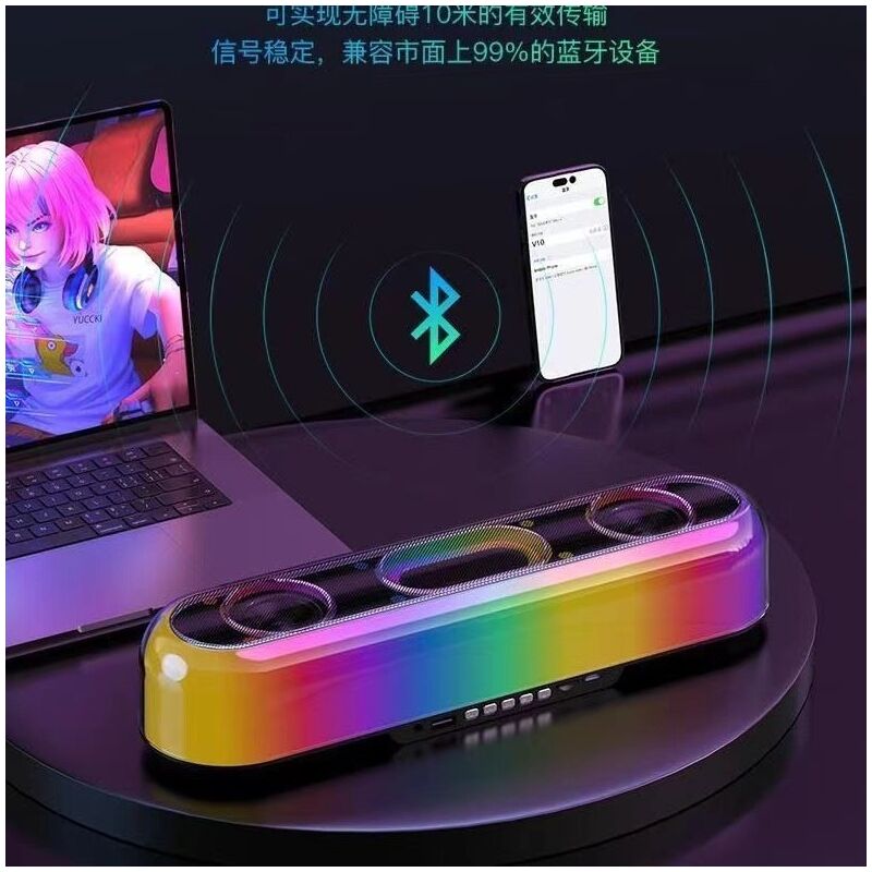 Bluetooth-колонка саундбар V10 с RGB-подсветкой, 2 динамика по 5 Вт, для ноутбука и ПК