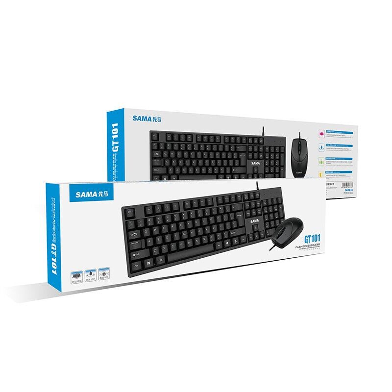 Проводной комплект клавиатура и мышь Sama GT101, USB, для дома, офиса и компьютерного клуба