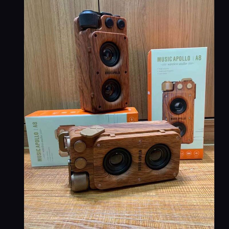 Ретро Bluetooth-колонка A8 в деревянном корпусе с FM-радио, двумя динамиками, AUX и USB