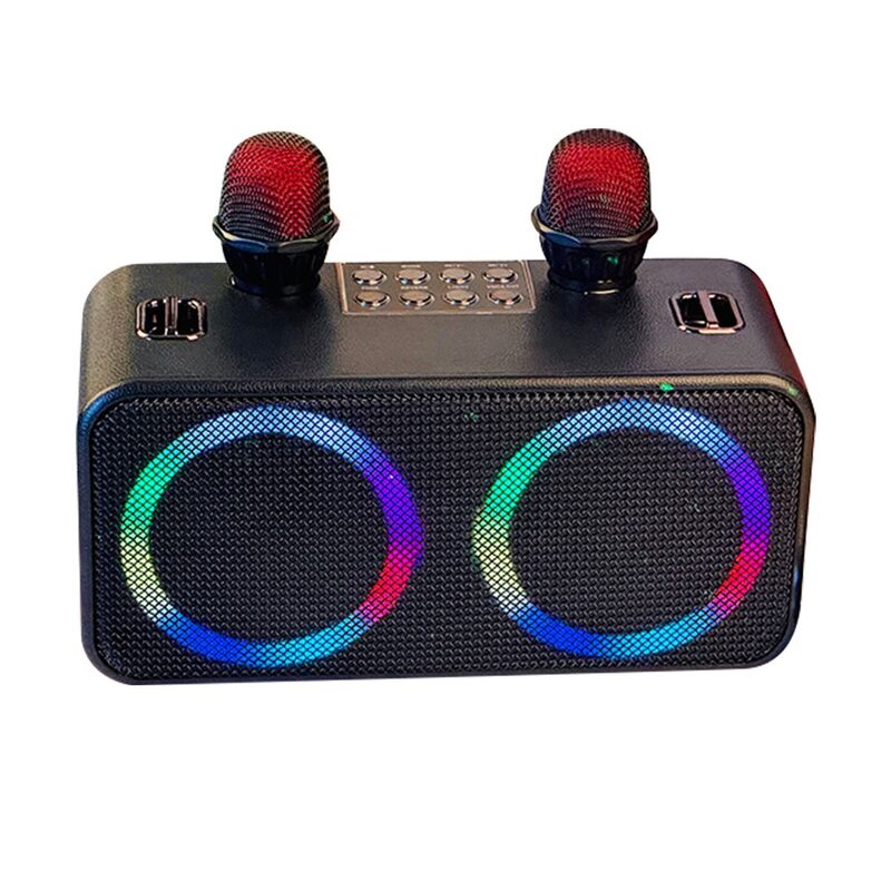 Портативная Bluetooth-колонка M4407 с двумя микрофонами для караоке, RGB-подсветкой и ручкой, 20 Вт