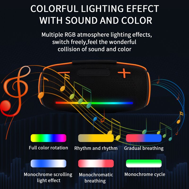 Портативная Bluetooth-колонка PR016 в тканевом корпусе, RGB-подсветка, 20 Вт, 2 динамика, IPX6