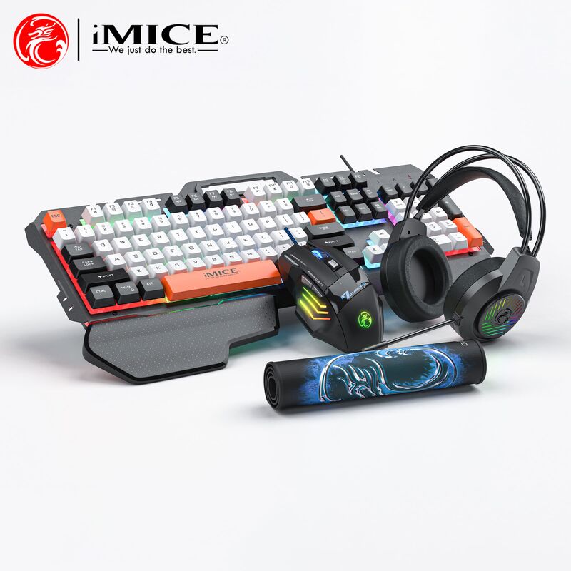Игровой набор IMICE GK-450 4 в 1: клавиатура с подсветкой, мышь, гарнитура и коврик, проводной USB
