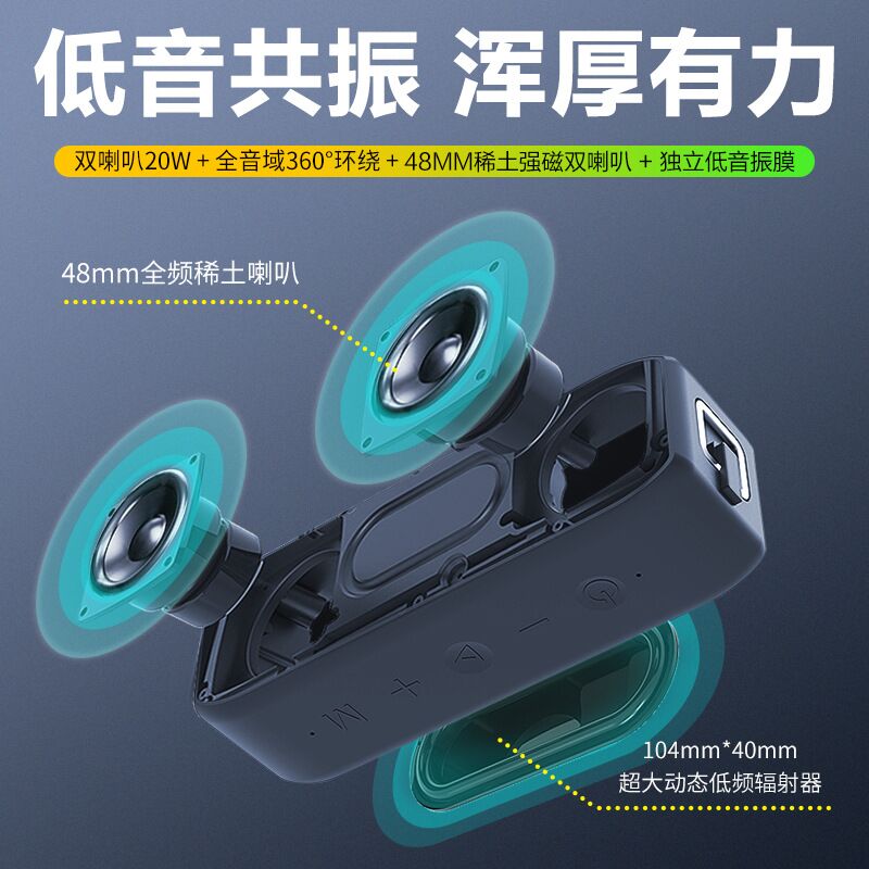 Портативная колонка XDOBO Wing 2020, 20 Вт, 2 динамика, Bluetooth 5.0, слот для карты памяти