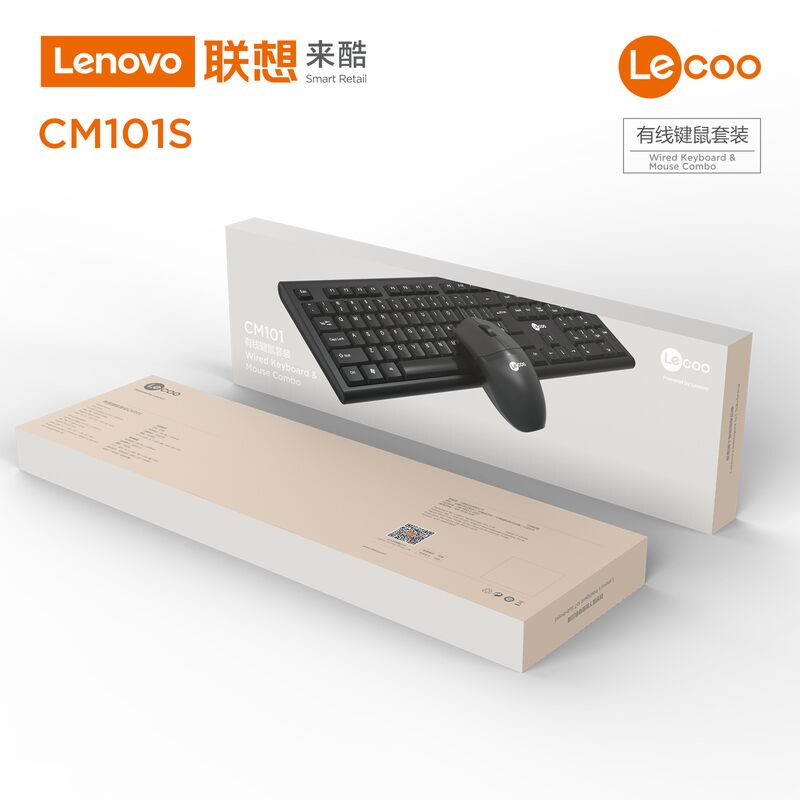 Проводной комплект клавиатура и мышь Lecoo CM101 для офиса и дома, USB, оптическая мышь
