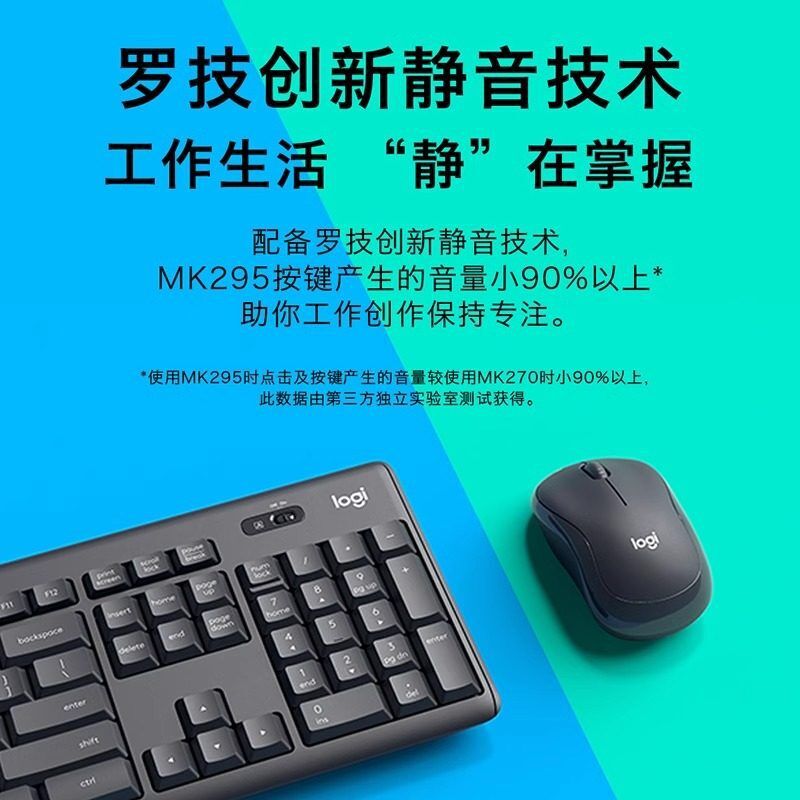 Беспроводной тихий комплект клавиатура и мышь Logitech MK295, вскрытая упаковка, не использовался