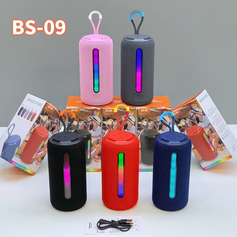Портативная Bluetooth-колонка BS-09 с RGB-подсветкой и тканевой сеткой, 2 динамика, FM-радио, 10 Вт