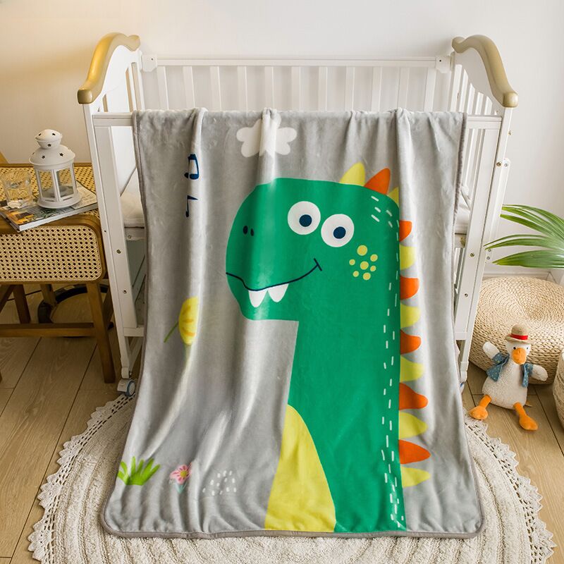 Детский плед из кораллового флиса с мультяшным принтом, однослойный, 100×140 см, для садика и дневного сна