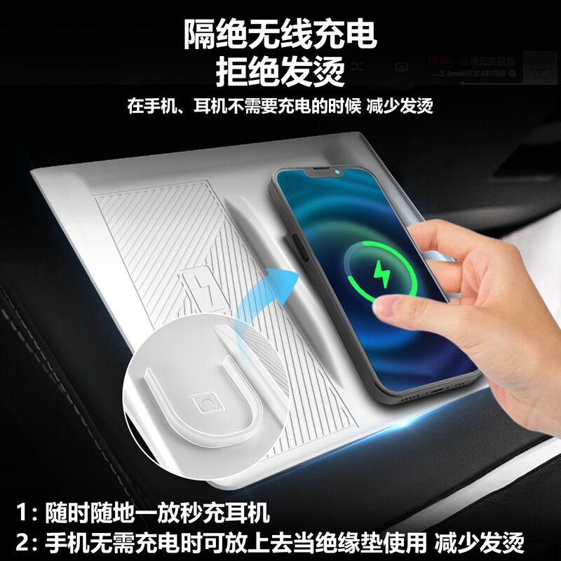 Силиконовый коврик для беспроводной зарядки Tesla Model Y, Model Y L, Model 3 рестайлинг, нескользящий
