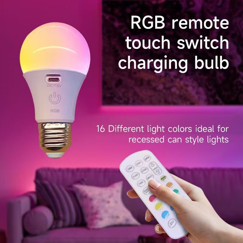 Аккумуляторная светодиодная лампа Kaiyun E27, 3 цвета и RGB, с пультом, аккумулятор 1200–2000 мА·ч