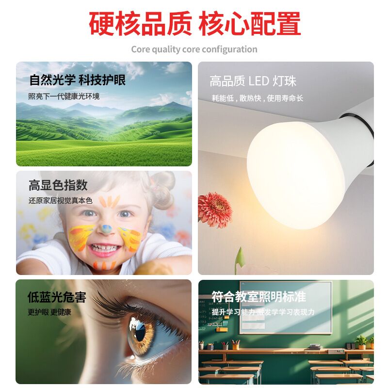 LED-лампа полного спектра Tiyu E27, 5–18 Вт, без мерцания, Ra > 90, для чтения и настольных ламп