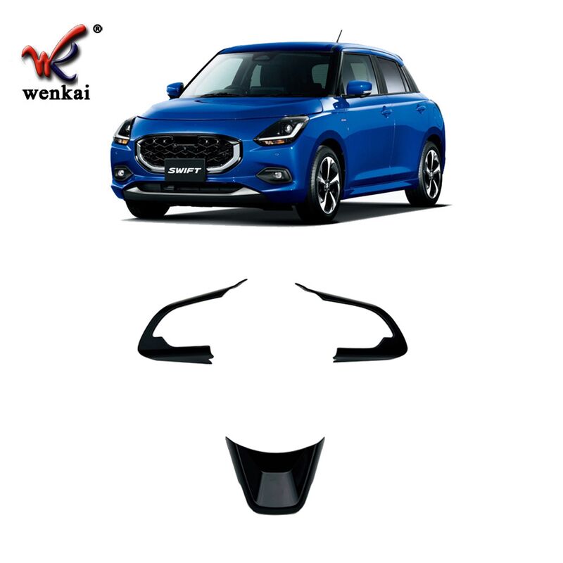 Декоративные накладки на руль для Suzuki Swift ZC/ZD 2024, ABS, 3 шт., карбон / глянцевый чёрный