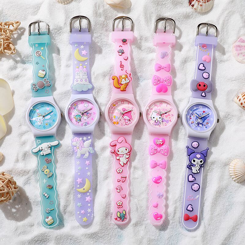 Детские кварцевые часы Weisikai с героями Sanrio, объёмная фигурка, ремешок из ПВХ, 35 мм