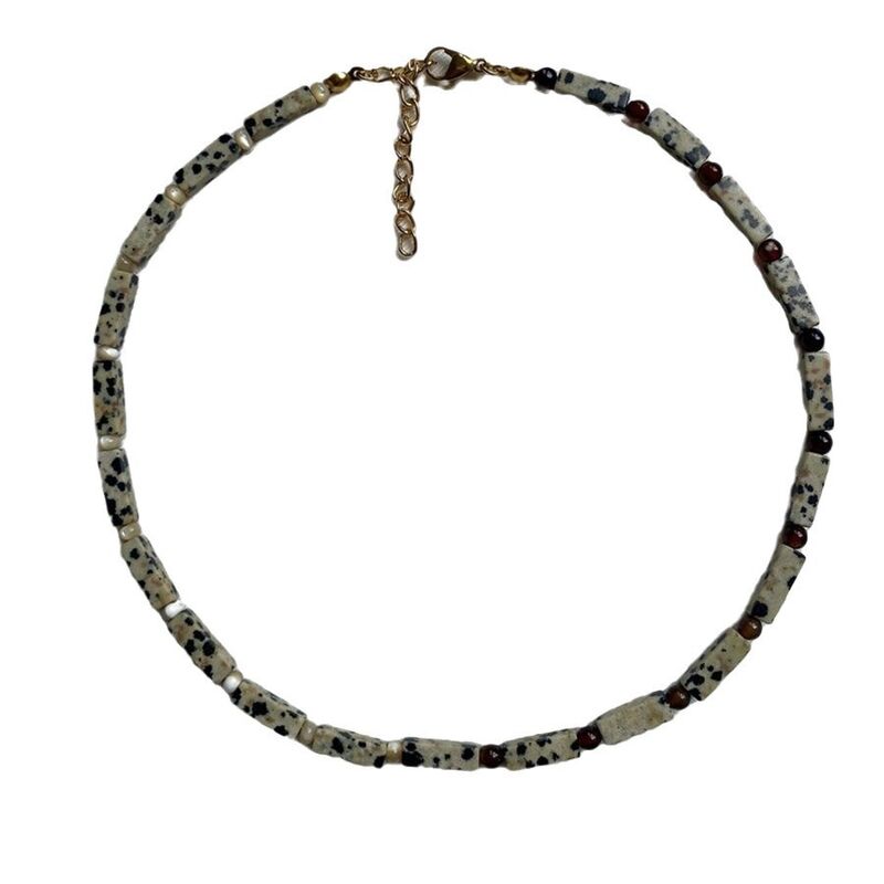 Колье YK Jewelry из натуральных полудрагоценных камней с чёрно-белыми вкраплениями, бусины, винтажный стиль