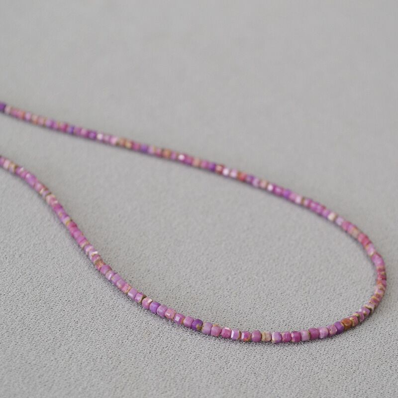 Колье Miya Sophia Jewelry из натуральных камней: апатит, лепидолит, королевская раковина, 38+5 см