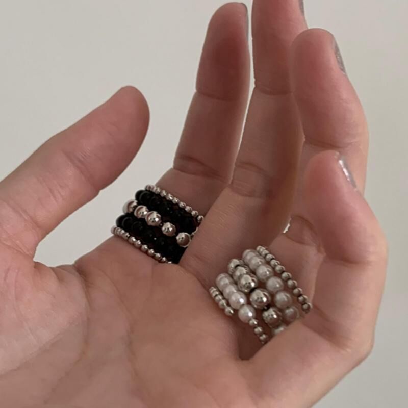 Кольцо Kaitin Jewelry открытое многорядное с жемчужными бусинами, этнический винтаж, регулируемое