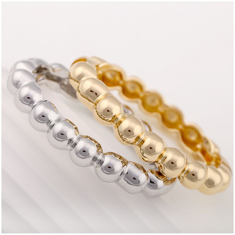 Браслет-бэнгл Kaymen Jewelry с золотыми бусинами, открытый регулируемый, цинковый сплав, минимализм, 44 г