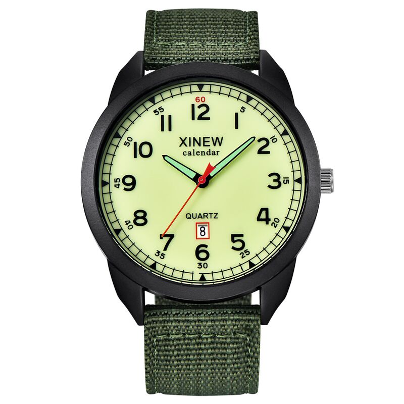 Мужские кварцевые часы XINEW 2811 с нейлоновым ремешком, календарь, 24-часовая индикация, 46 мм