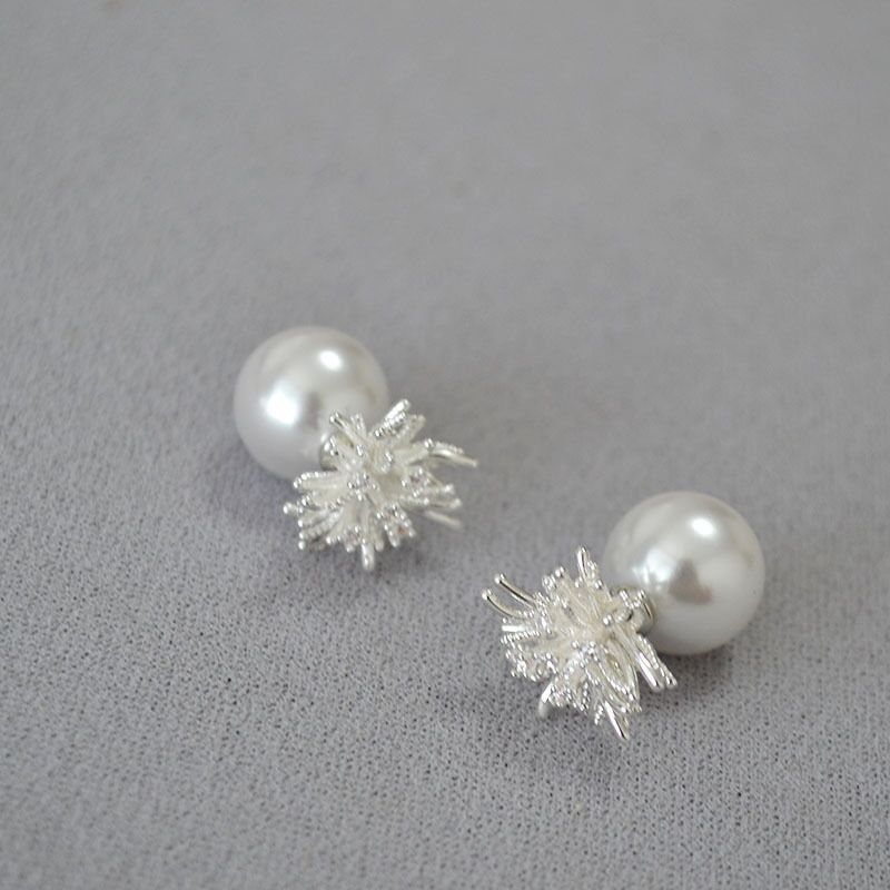 Серьги-гвоздики «Одуванчик» miya sophia jewelry, серебристые, с фианитами, съёмный цветок 1,5 см