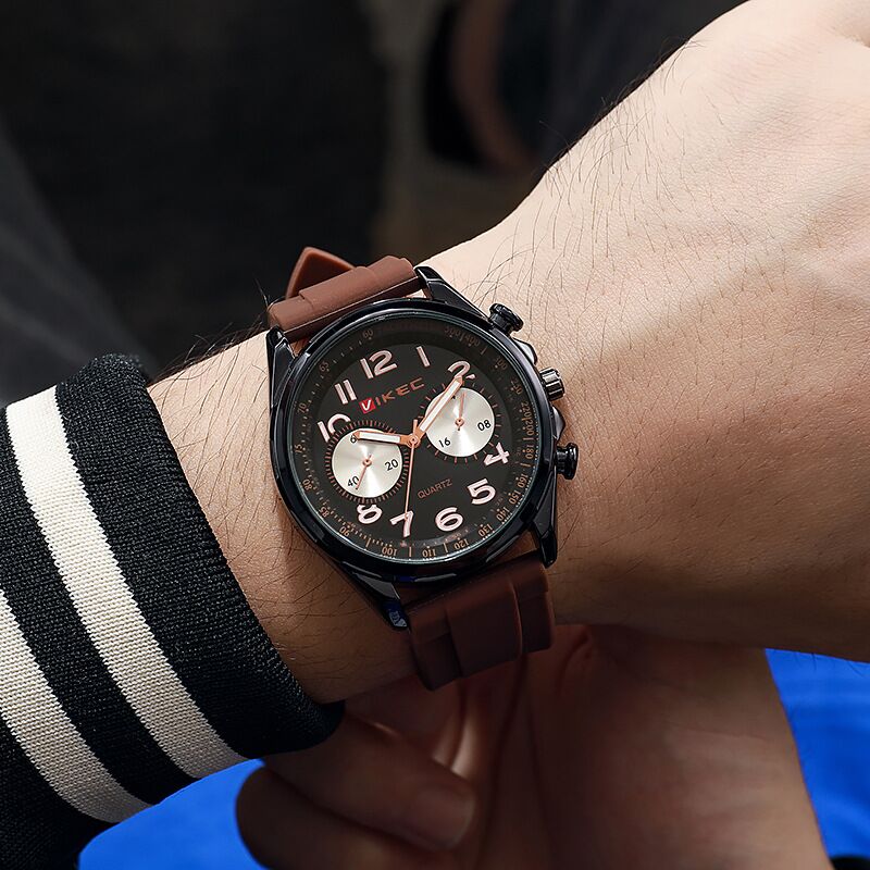 Мужские спортивные кварцевые часы VIKEC VK-SH190, силиконовый ремешок, циферблат 42 мм